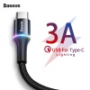 Baseus 3A Type-C USB kábel RGB leddel - 200 cm hosszú, fekete színben